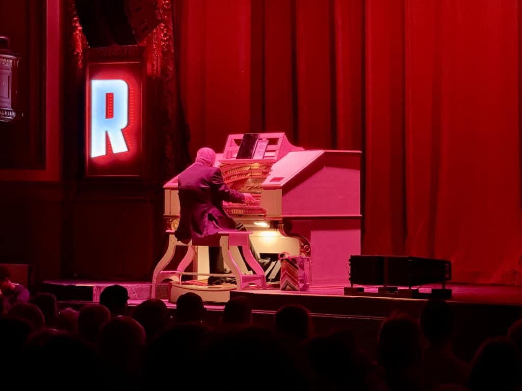 Walt Strony playing the Riverside Wurlitzer during the 2025 ATOS Convention.